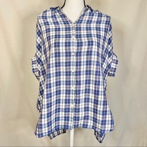 Madewell Plaid Open-Back Button Up Top Medium